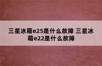 三星冰箱e25是什么故障 三星冰箱e22是什么故障